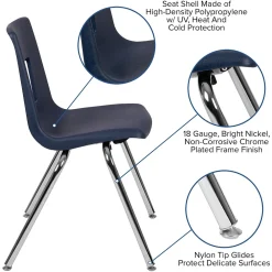 Folding & Stacking*Advantage Flash Furniture Mickey Plastic/Steel Student Stacking Chair, Navy, 4/Pack (ADVSSC18NAVY)