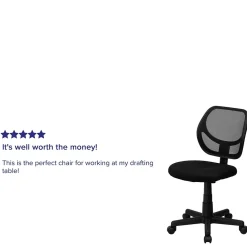 Office Chairs*Flash Furniture Neri Armless Ergonomic Mesh Swivel Low Back Task Office Chair, Black (WA3074BK)