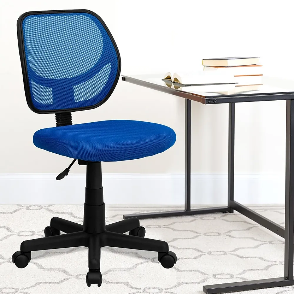 Office Chairs*Flash Furniture Neri Armless Ergonomic Mesh Swivel Low Back Task Office Chair, Blue (WA3074BL)