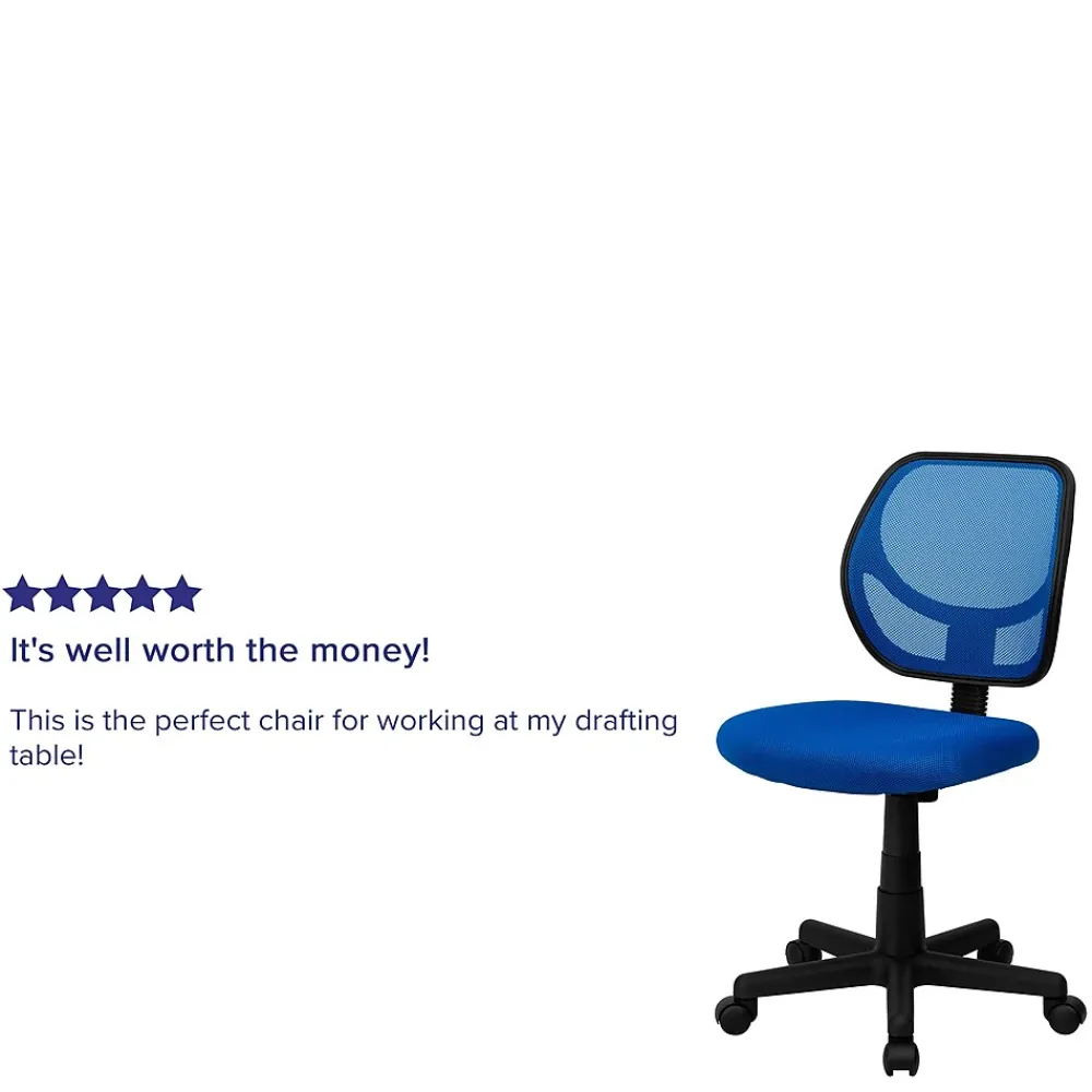 Office Chairs*Flash Furniture Neri Armless Ergonomic Mesh Swivel Low Back Task Office Chair, Blue (WA3074BL)