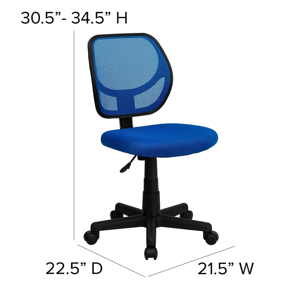 Office Chairs*Flash Furniture Neri Armless Ergonomic Mesh Swivel Low Back Task Office Chair, Blue (WA3074BL)
