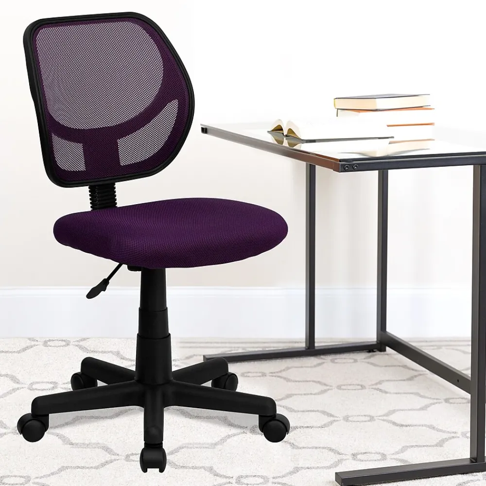 Office Chairs*Flash Furniture Neri Armless Ergonomic Mesh Swivel Low Back Task Office Chair, Purple (WA3074PUR)
