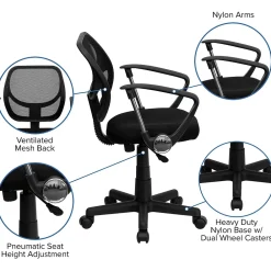 Office Chairs*Flash Furniture Neri Ergonomic Mesh Swivel Low Back Task Office Chair, Black (WA3074BKARM)