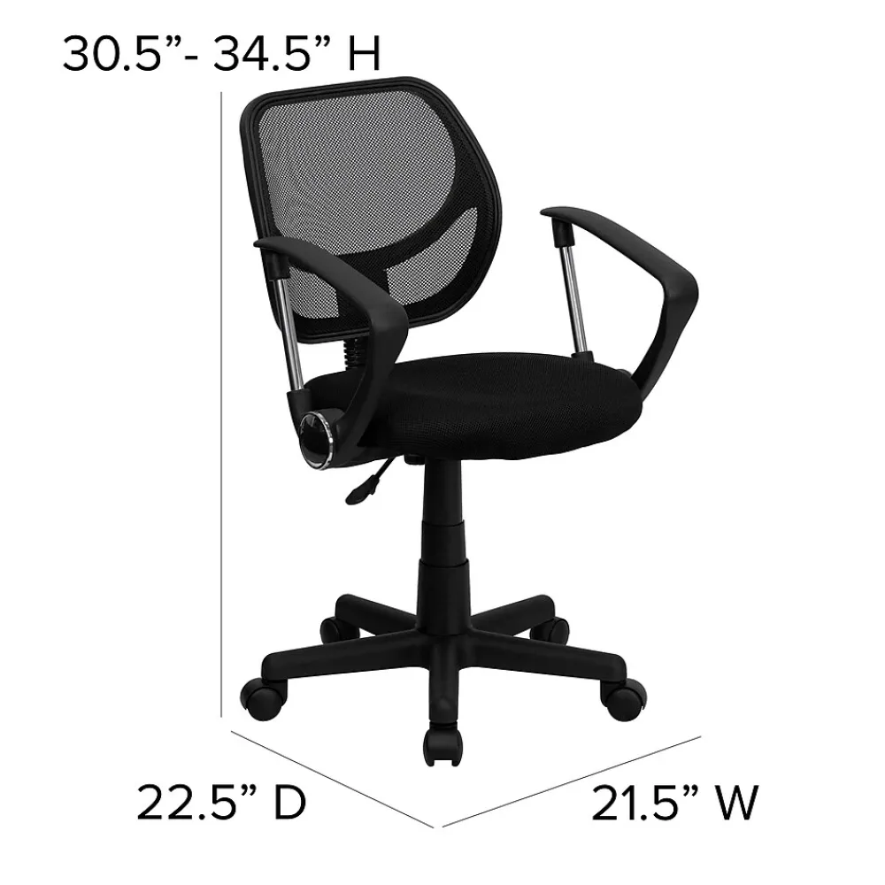 Office Chairs*Flash Furniture Neri Ergonomic Mesh Swivel Low Back Task Office Chair, Black (WA3074BKARM)