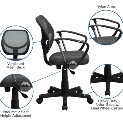 Office Chairs*Flash Furniture Neri Ergonomic Mesh Swivel Low Back Task Office Chair, Gray (WA3074GYARM)