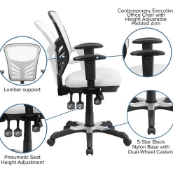 Ergonomic Chairs*Flash Furniture Nicholas Ergonomic Mesh Swivel Mid-Back Multifunction Executive Office Chair, (HL0001WH) White