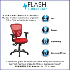 Ergonomic Chairs*Flash Furniture Nicholas Ergonomic Mesh Swivel Mid-Back Multifunction Executive Office Chair, (HL0001) Red