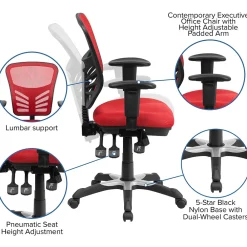 Ergonomic Chairs*Flash Furniture Nicholas Ergonomic Mesh Swivel Mid-Back Multifunction Executive Office Chair, (HL0001) Red