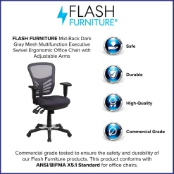 Ergonomic Chairs*Flash Furniture Nicholas Ergonomic Mesh Swivel Mid-Back Multifunction Executive Office Chair, (HL0001DKGY) Dark Gray