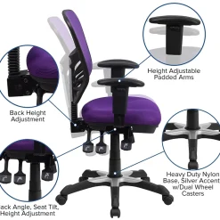 Ergonomic Chairs*Flash Furniture Nicholas Ergonomic Mesh Swivel Mid-Back Multifunction Executive Office Chair, (HL0001PUR) Purple