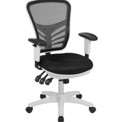 Ergonomic Chairs*Flash Furniture Nicholas Ergonomic Mesh Swivel Mid-Back Multifunction Executive Office Chair, (HL0001WHBK) Black/White Frame