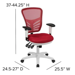 Ergonomic Chairs*Flash Furniture Nicholas Ergonomic Mesh Swivel Mid-Back Multifunction Executive Office Chair, (HL0001WHRED) Red/White Frame