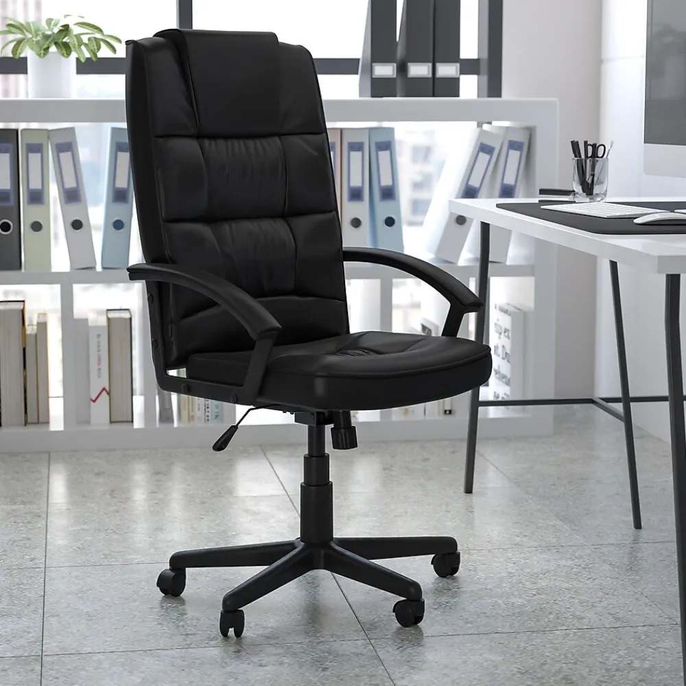 Office Chairs*Flash Furniture Nora LeatherSoft Swivel High Back Executive Office Chair, Black (GO7102)