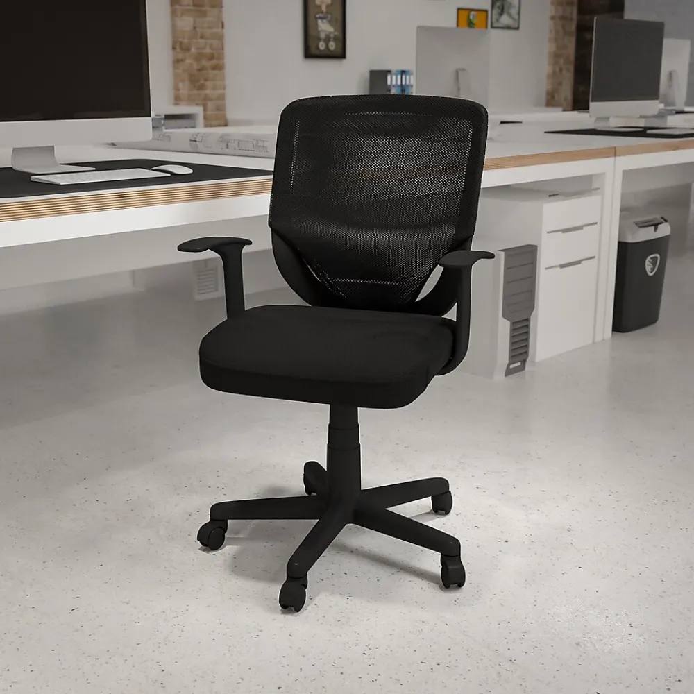 Office Chairs*Flash Furniture Norris Ergonomic Mesh Swivel Mid-Back Tapered Back Task Office Chair, Black (LFW95ABK)