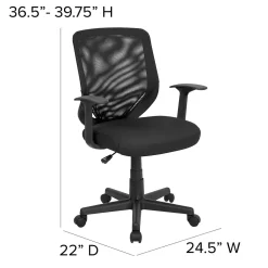 Office Chairs*Flash Furniture Norris Ergonomic Mesh Swivel Mid-Back Tapered Back Task Office Chair, Black (LFW95ABK)