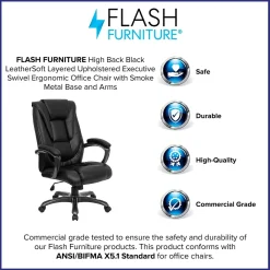 Office Chairs*Flash Furniture Oma Ergonomic LeatherSoft Swivel High Back Executive Office Chair, Black (GO7194BBK)