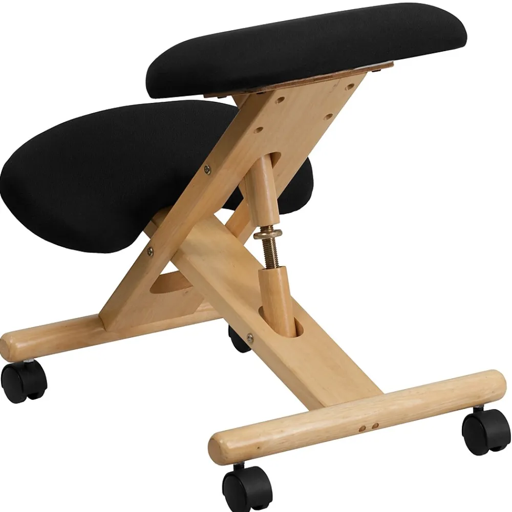 Office Chairs*Flash Furniture Posey Armless Ergonomic Fabric/Wood Mobile Kneeling Office Chair, Black (WLSB210)