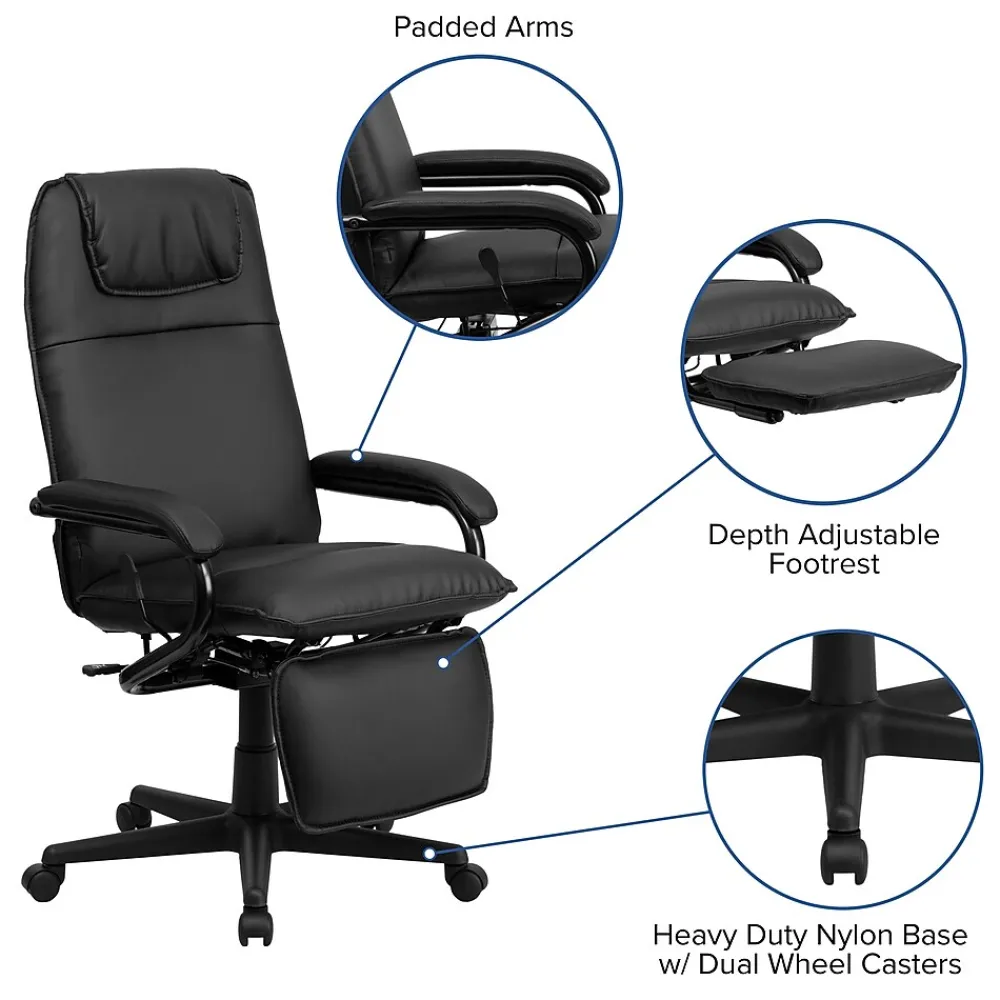 Office Chairs*Flash Furniture Robert Ergonomic LeatherSoft Swivel High Back Executive Reclining Office Chair, Black (BT70172BK)