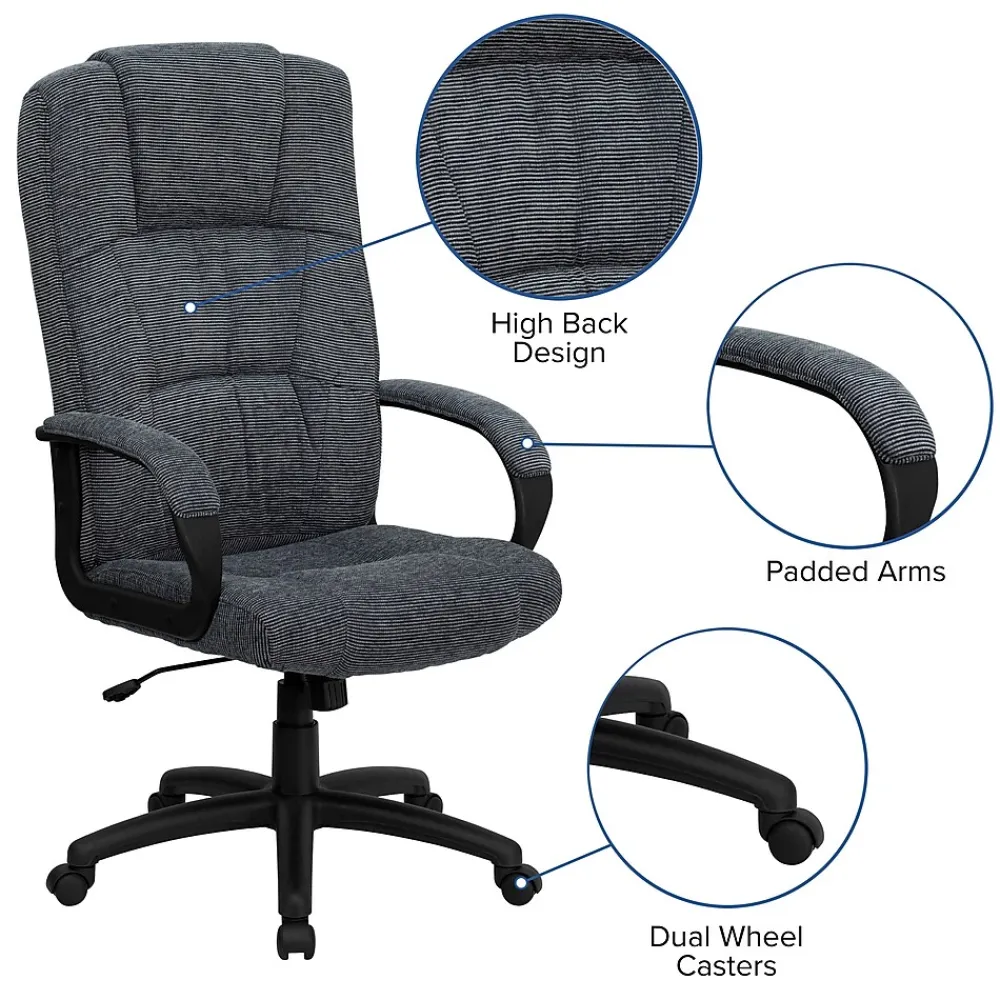Office Chairs*Flash Furniture Rochelle Fabric Swivel High Back Executive Office Chair, Gray (BT9022BK)