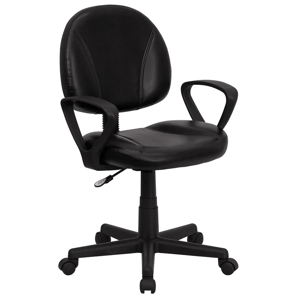 Office Chairs*Flash Furniture Ronald Ergonomic LeatherSoft Swivel Mid-Back Task Office Chair, Black (BT688BKA)