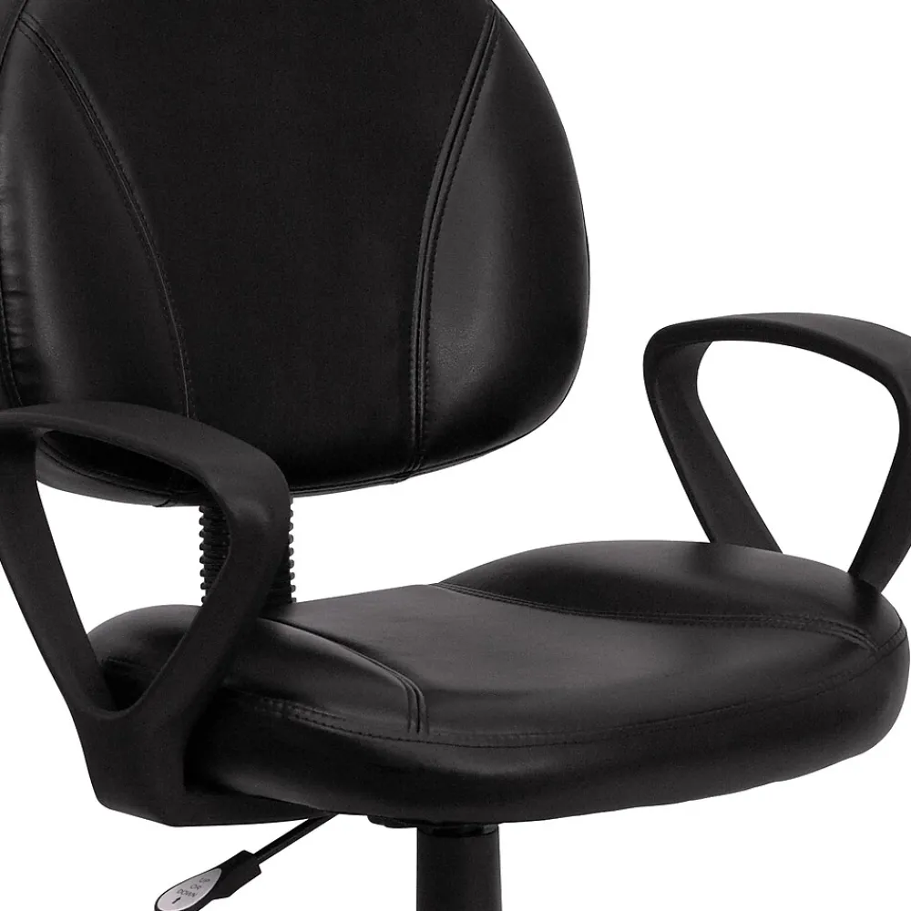 Office Chairs*Flash Furniture Ronald Ergonomic LeatherSoft Swivel Mid-Back Task Office Chair, Black (BT688BKA)