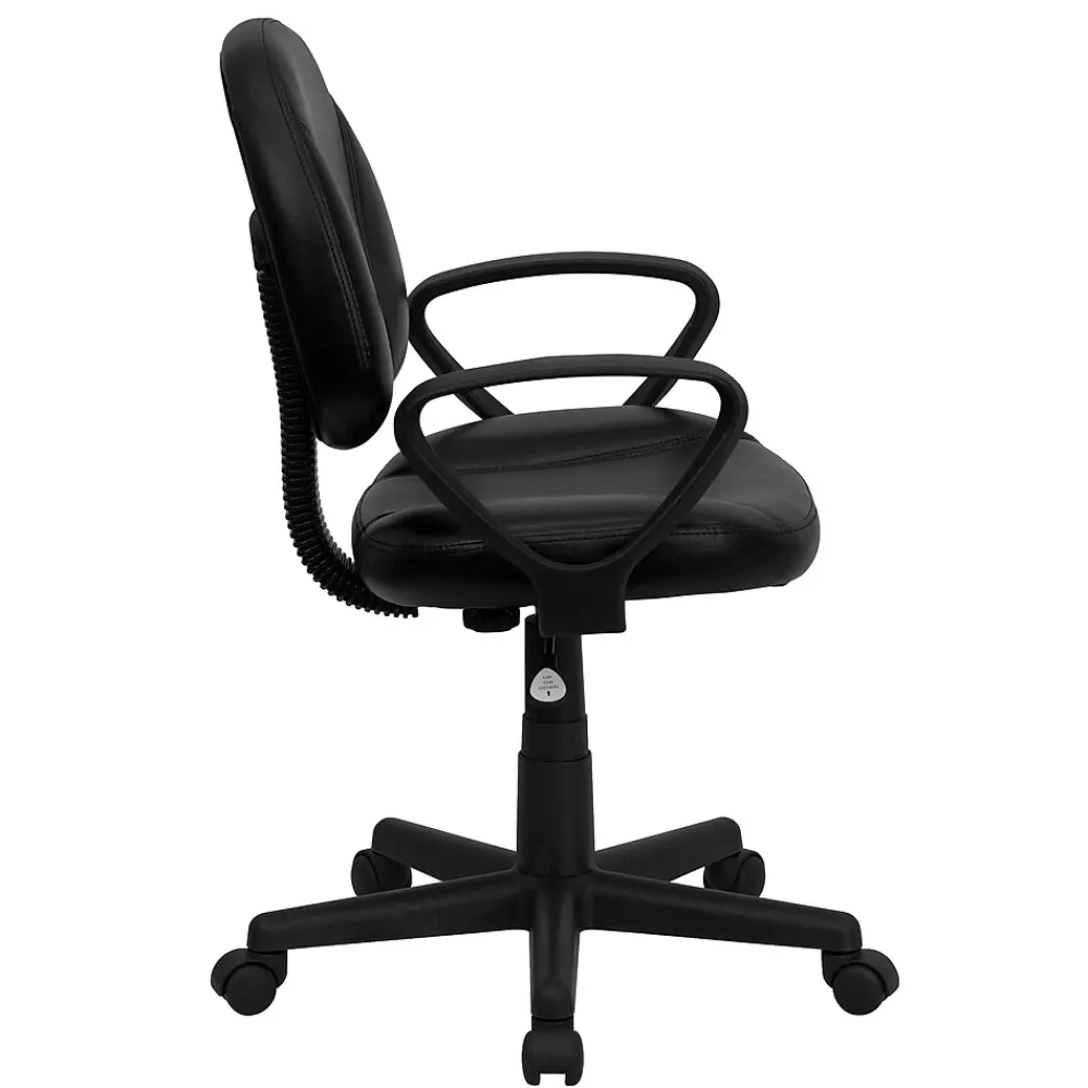 Office Chairs*Flash Furniture Ronald Ergonomic LeatherSoft Swivel Mid-Back Task Office Chair, Black (BT688BKA)