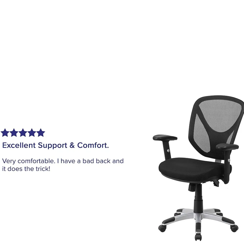 Office Chairs*Flash Furniture Sam Ergonomic Mesh Swivel Mid-Back Multifunction Task Office Chair, Black (GOWY89)