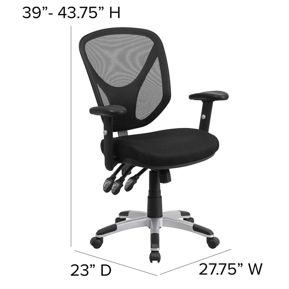Office Chairs*Flash Furniture Sam Ergonomic Mesh Swivel Mid-Back Multifunction Task Office Chair, Black (GOWY89)