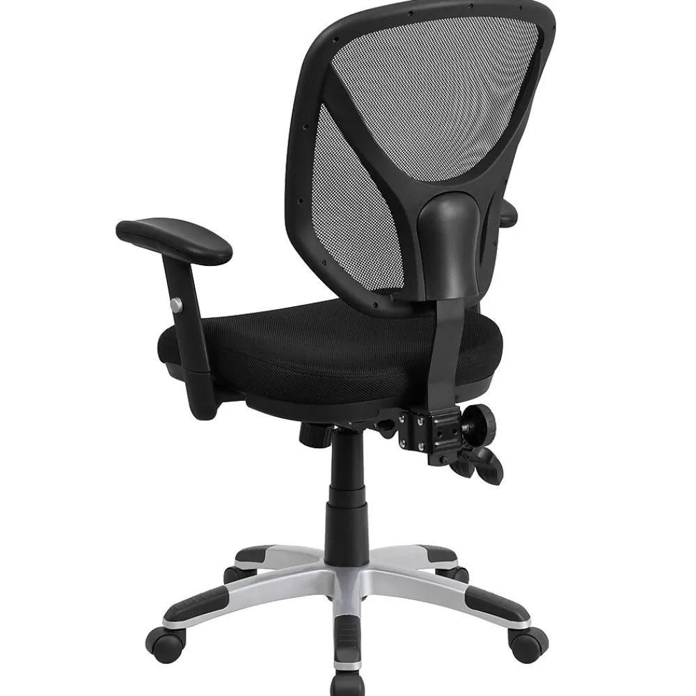Office Chairs*Flash Furniture Sam Ergonomic Mesh Swivel Mid-Back Multifunction Task Office Chair, Black (GOWY89)