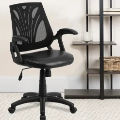 Office Chairs*Flash Furniture Sam Ergonomic LeatherSoft/Mesh Swivel Mid-Back Task Office Chair, Black (GOWY82LEA)