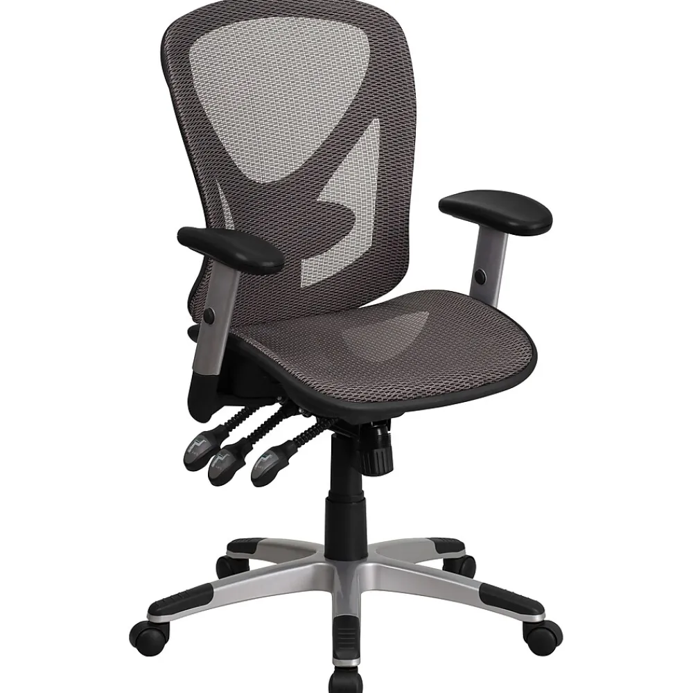 Office Chairs*Flash Furniture Sam Ergonomic Mesh Swivel Mid-Back Multifunction Executive Office Chair, Transparent Gray (GOWY1363)