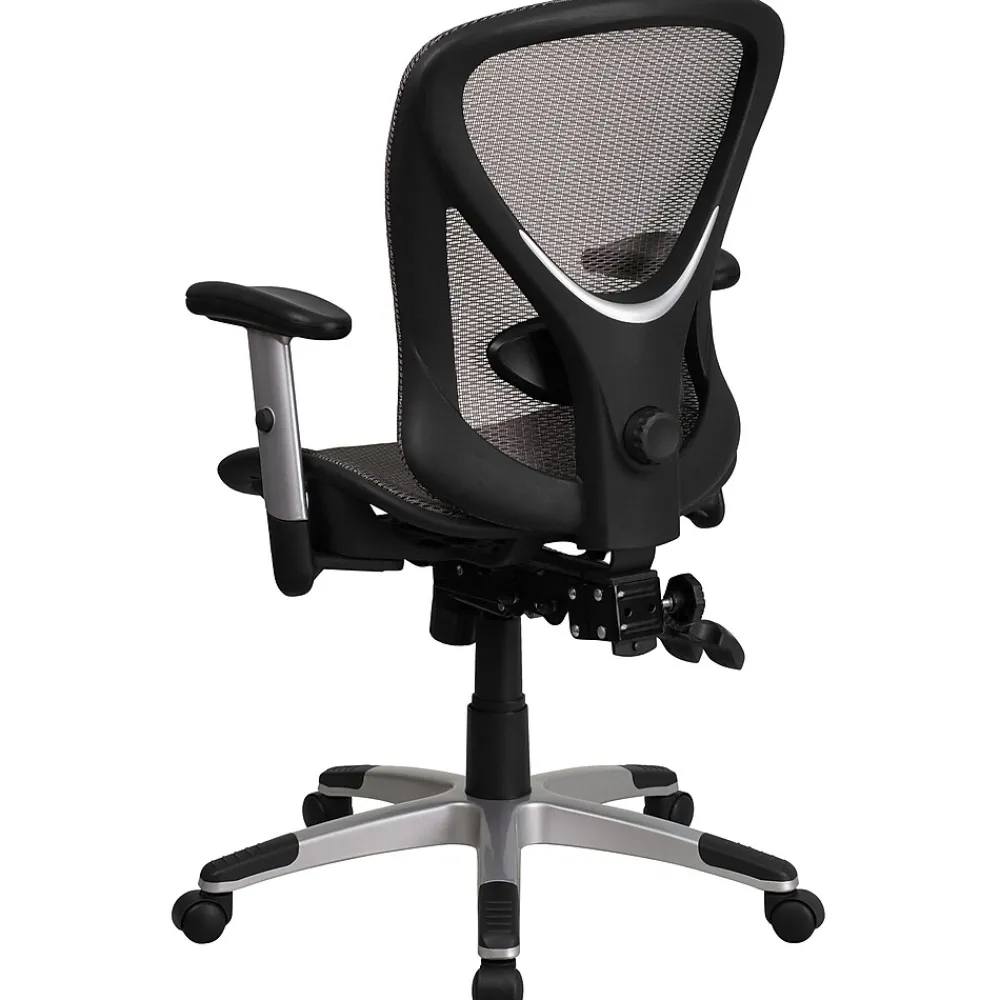 Office Chairs*Flash Furniture Sam Ergonomic Mesh Swivel Mid-Back Multifunction Executive Office Chair, Transparent Gray (GOWY1363)