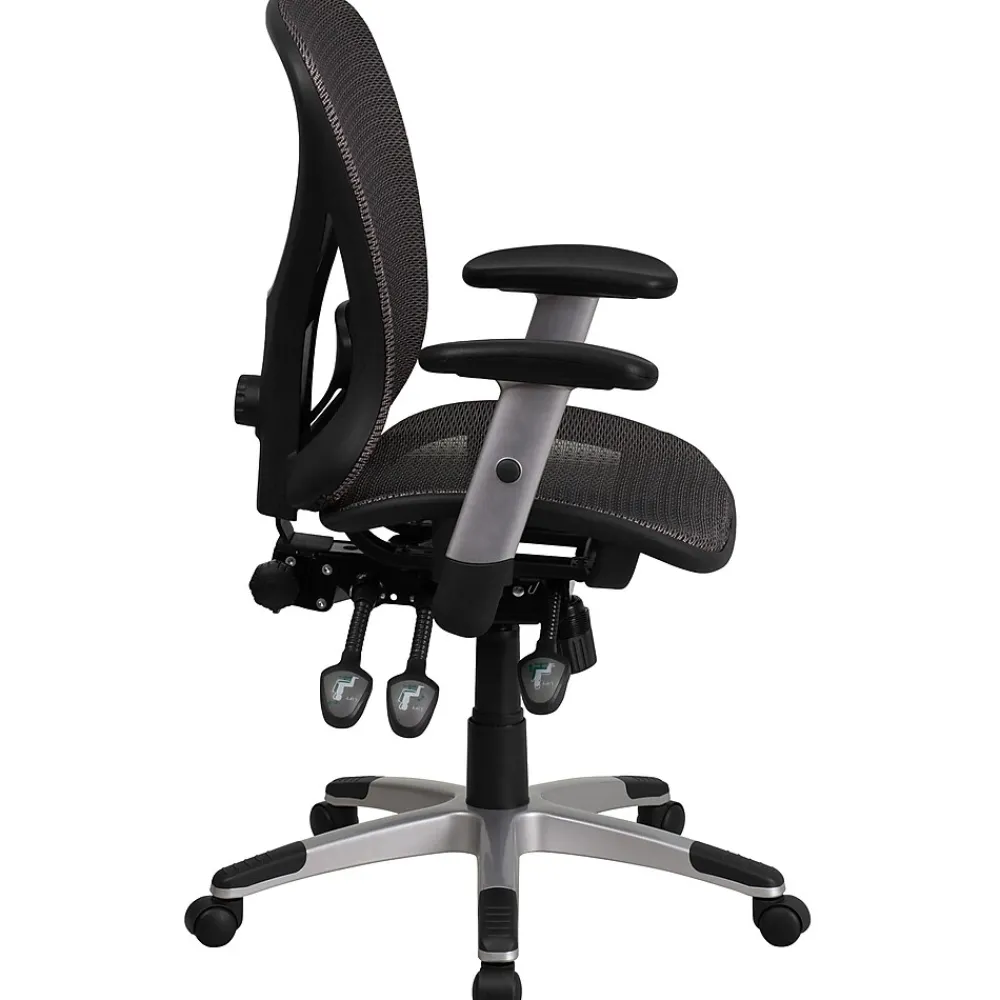 Office Chairs*Flash Furniture Sam Ergonomic Mesh Swivel Mid-Back Multifunction Executive Office Chair, Transparent Gray (GOWY1363)