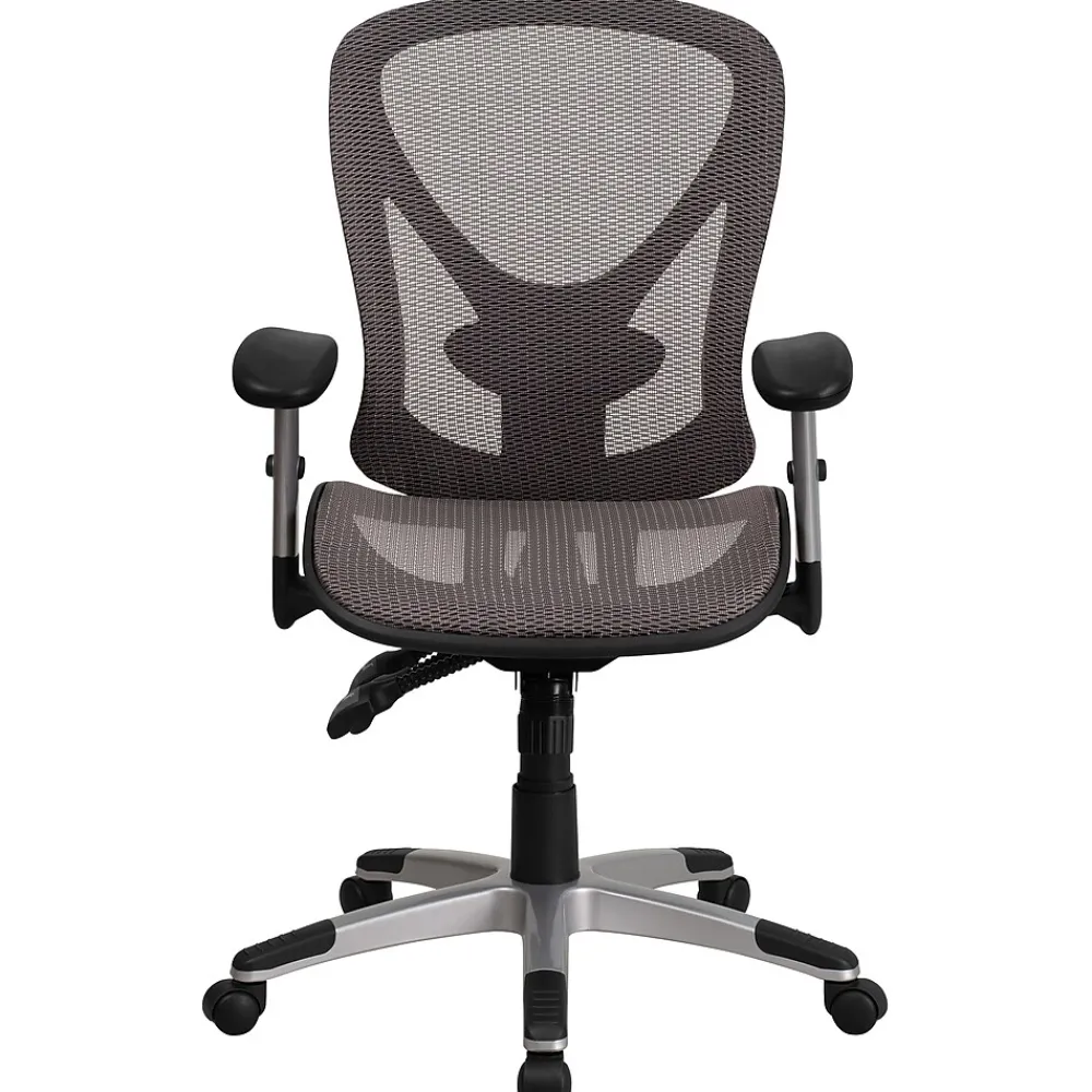 Office Chairs*Flash Furniture Sam Ergonomic Mesh Swivel Mid-Back Multifunction Executive Office Chair, Transparent Gray (GOWY1363)