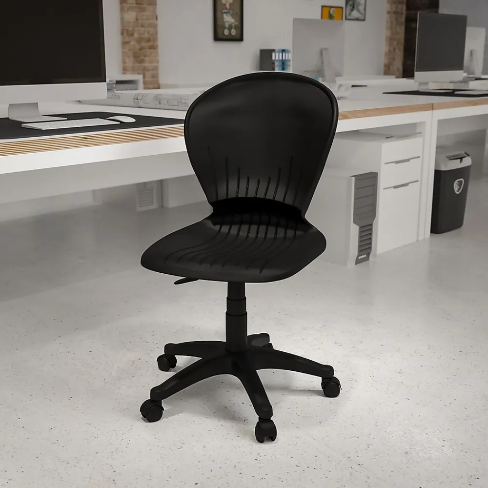 Office Chairs*Flash Furniture Sorho Armless Plastic Swivel Mid-Back Task Office Chair, Black (RUTA103BK)