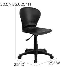 Office Chairs*Flash Furniture Sorho Armless Plastic Swivel Mid-Back Task Office Chair, Black (RUTA103BK)