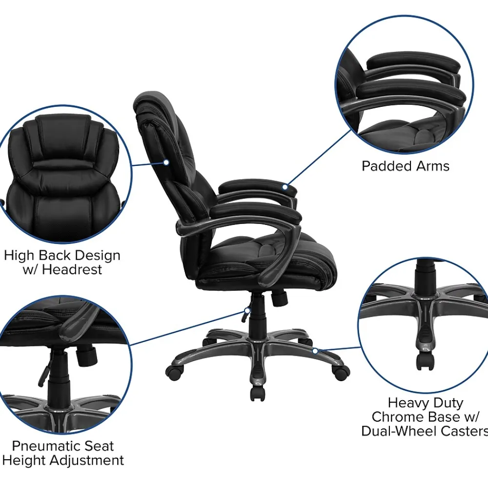 Office Chairs*Flash Furniture Stella Ergonomic LeatherSoft Swivel High Back Executive Office Chair, Black (GO901BK)