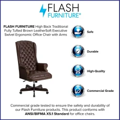 Office Chairs*Flash Furniture Turner Ergonomic LeatherSoft Swivel High Back Fully Tufted Executive Office Chair, Brown (CI360BRN)
