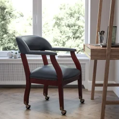 Office Chairs*Flash Furniture Vinyl Mid Back Luxurious Conference Chair With Casters, Blue