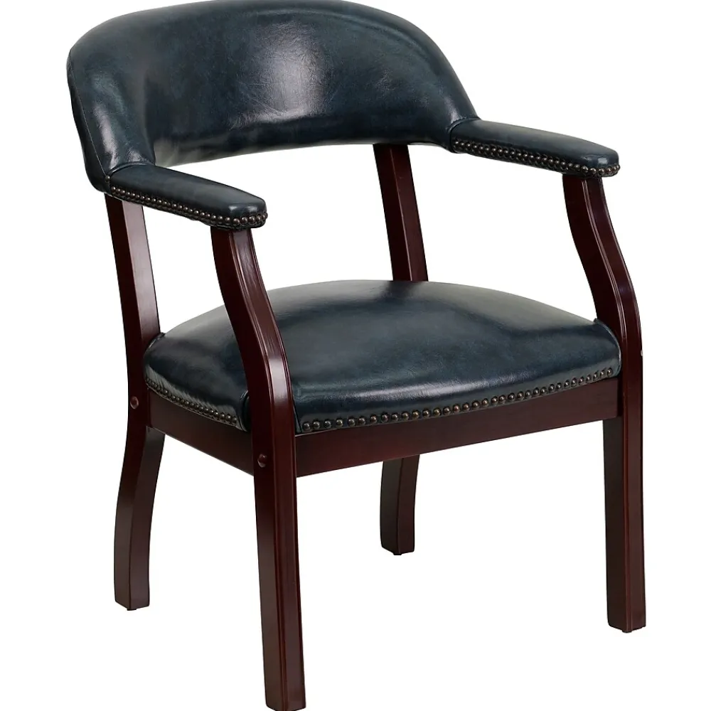 Office Chairs*Flash Furniture Vinyl Mid Back Luxurious Conference Chair, Navy