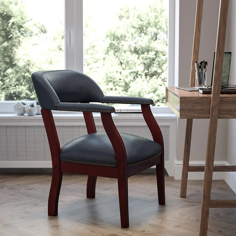 Office Chairs*Flash Furniture Vinyl Mid Back Luxurious Conference Chair, Navy