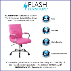 Office Chairs*Flash Furniture Vivian Vinyl Swivel Mid-Back Executive Office Chair, Pink (GO2240PK)