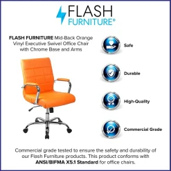 Office Chairs*Flash Furniture Vivian Vinyl Swivel Mid-Back Executive Office Chair, Orange (GO2240ORG)