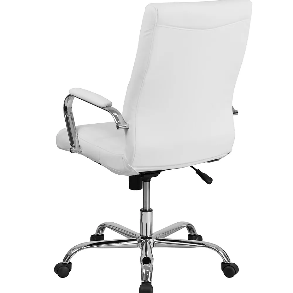 Office Chairs*Flash Furniture Whitney Ergonomic LeatherSoft Swivel High Back Executive Office Chair, White/Chrome (GO2286HWH)