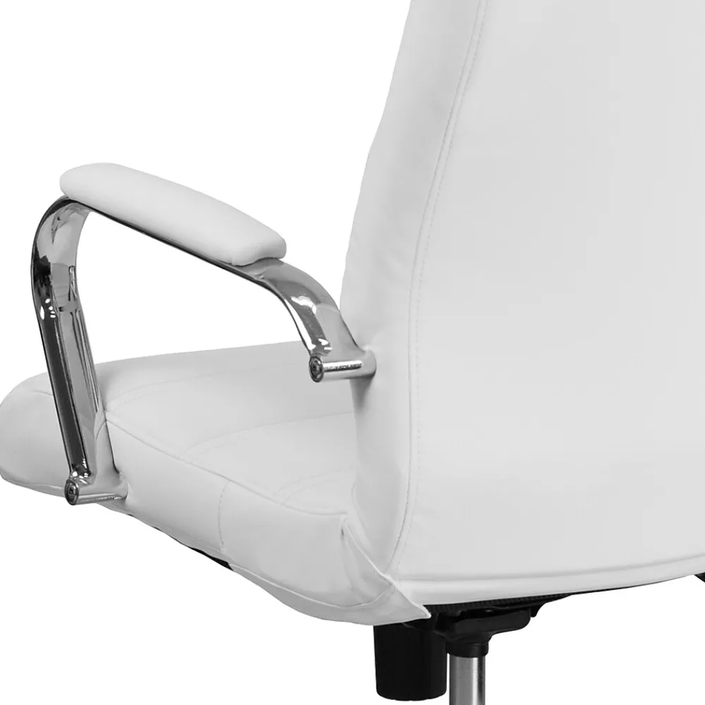 Office Chairs*Flash Furniture Whitney Ergonomic LeatherSoft Swivel High Back Executive Office Chair, White/Chrome (GO2286HWH)