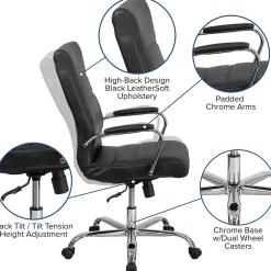 Ergonomic Chairs*Flash Furniture Whitney Ergonomic LeatherSoft Swivel High Back Executive Office Chair, Black/Chrome (GO2286HBK)
