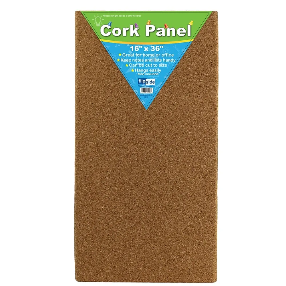 Bulletin*Flipside Cork Panel, 36" x 16", Brown, 3/Carton (37016-3)