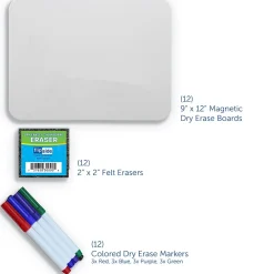 Dry Erase*Flipside Magnetic Dry-Erase Whiteboard Set, 9" x 12", 12/Pack (31004)
