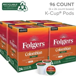 Folgers 100% Colombian Decaf Coffee, Keurig K-Cup Pod, Medium Roast, 96/Carton (5000053359CT)