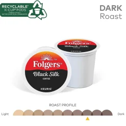 Folgers Black Silk Coffee, Keurig K-Cup Pod, Dark Roast, 96/Carton (6662CT)